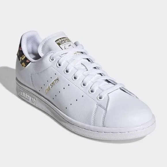 Adidas Stan Smith Floral White/Gold Sneakers Size 6 - Picture 3 of 16